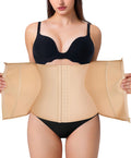 Nebility Waist Trainer for Women Zipper Tummy Control Shapewear Plus Size Waist Cincher Corset Faja Body Shaper Sport Girdle(Beige Normal SizeXX-Large)